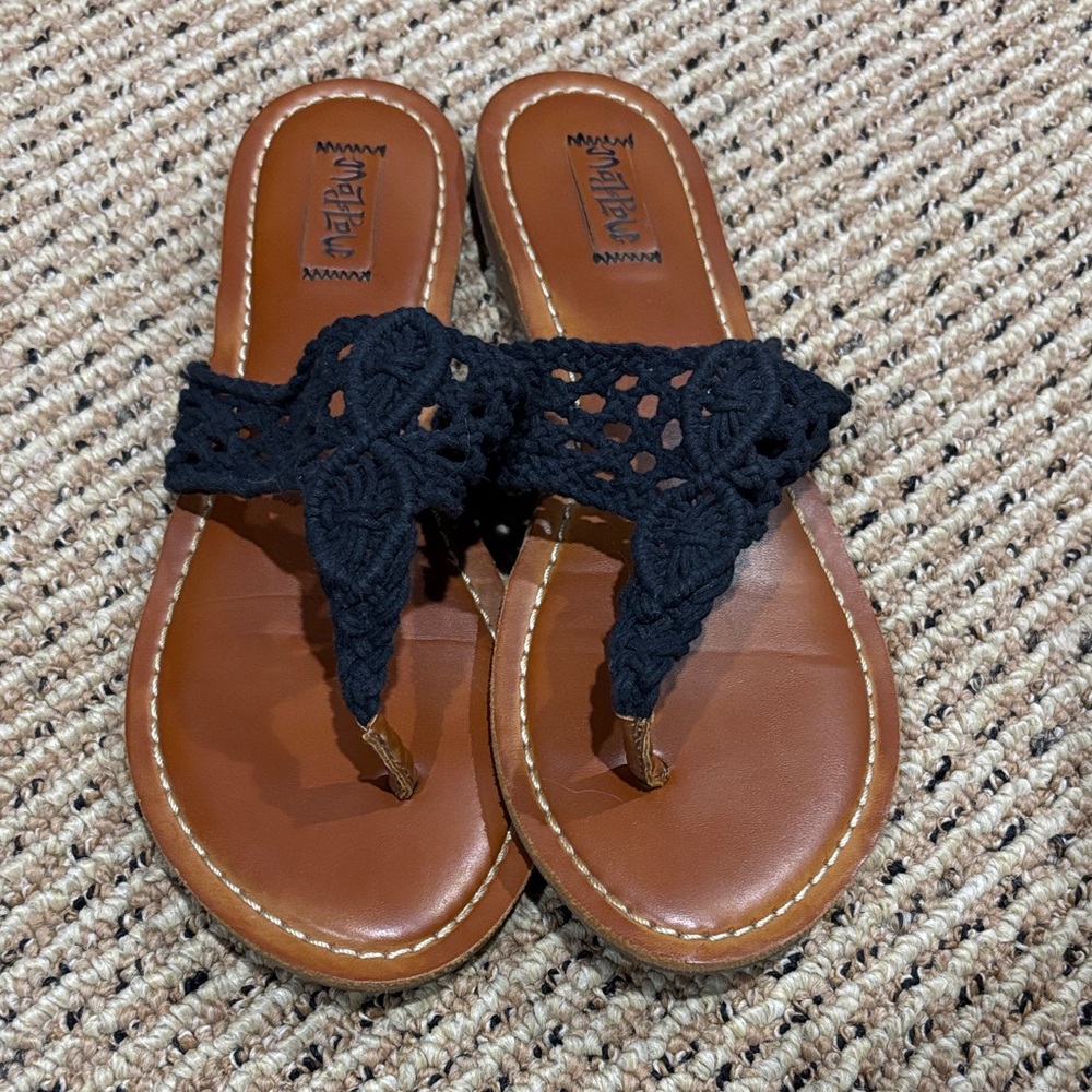 Black and Brown Crochet Sandals